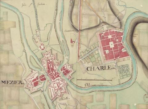 Mézières. Charleville, plan de 1753, gallica.bnf.fr/ Bibliothèque nationale de France.