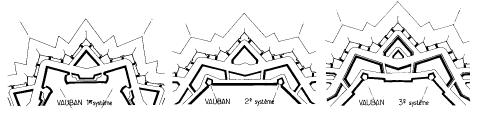 Schéma des trois systèmes supposés de Vauban
