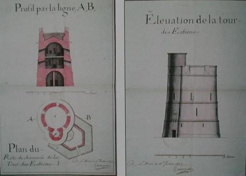 Plan : profil de la tour dressé par Garangeau en 1697, Service historique de la Défense, Vincennes.