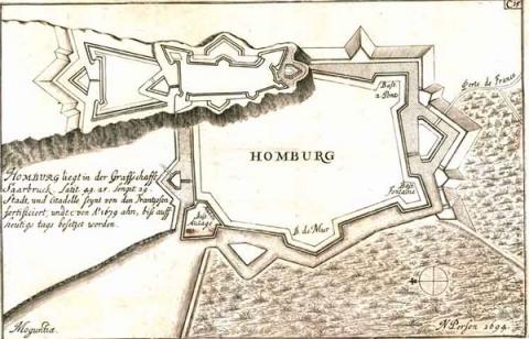 Homburg, plan de 1694, Krigsarkivet, Stockholm.