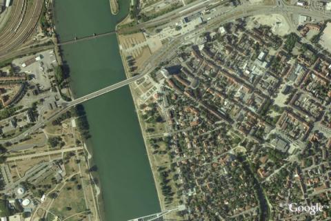 Vue aérienne de Kehl, GoogleEarth.