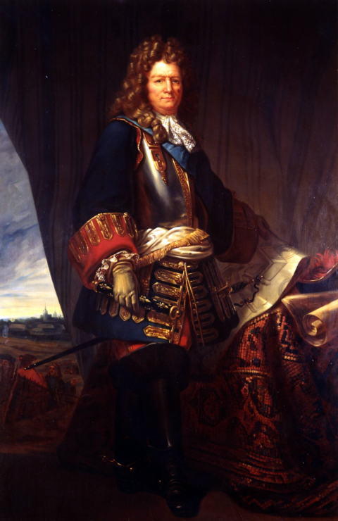 Portrait de Vauban tenant le bâton de maréchal