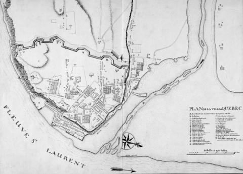 Plan de la ville de Québec, ca. 1744, Bibliothèque et archives Canada/ NMC 4899.