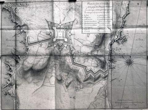 Plan des forts et retranchements de la gorge de la presqu'île de Roscanvel, fait à Brest par Traverse le 10 janvier 1699, Inventaire du Patrimoine, région Bretagne.