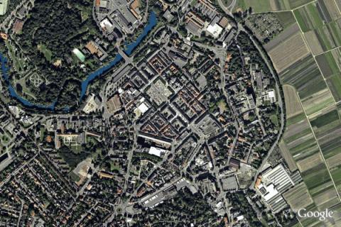 Vue aérienne de Saarlouis, GoogleEarth.