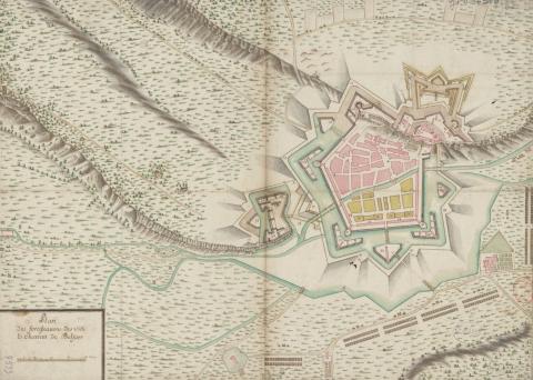 Plan des fortifications des villes et Château de Belfort, 1745, gallica.bnf.fr/ Bibliothèque nationale de France.