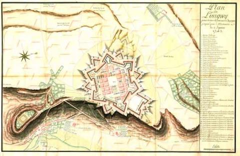 Plan de Longwy vers 1743, Krigsarkivet, Stockholm.