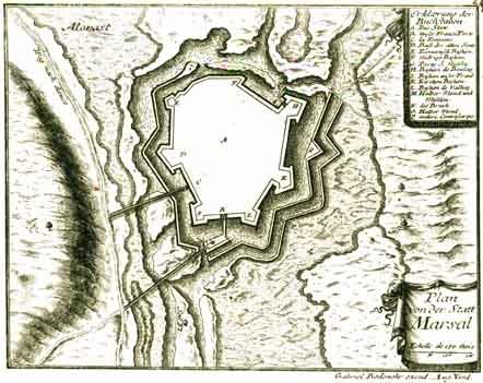 Marsal, plan de 1710, Krigsarkivet, Stockholm.