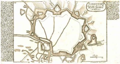 Sélestat, plan de 1700 environ, Krigsarkivet, Stockholm.
