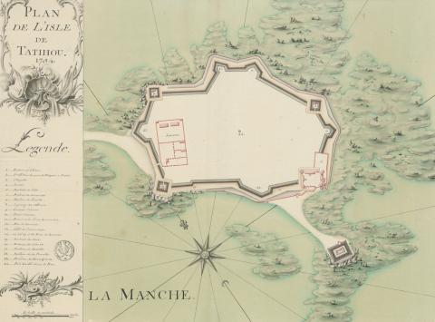 Plan de l’Isle de Tatihou, 1754, gallica.bnf.fr / Bibliothèque nationale de France.